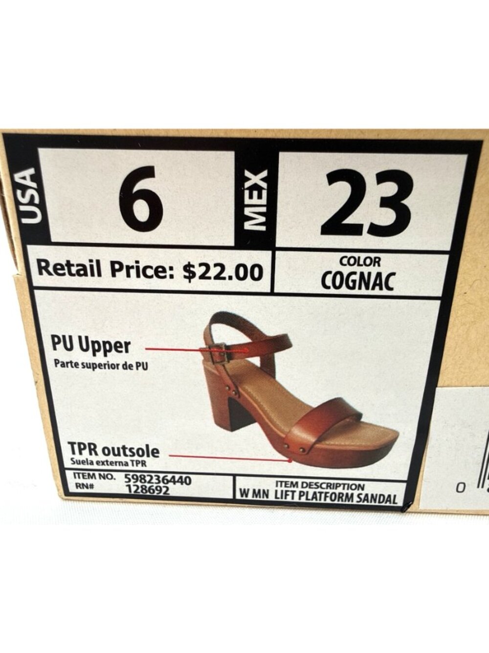 Madden NYC Slingback Lift Platform Sandal Cognac Brown size 6 - Picture 2 of 11
